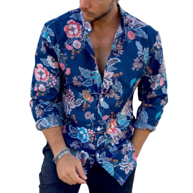Men's Retro Beach Floral Long Sleeve Shirt 38552212TO sold by Manly