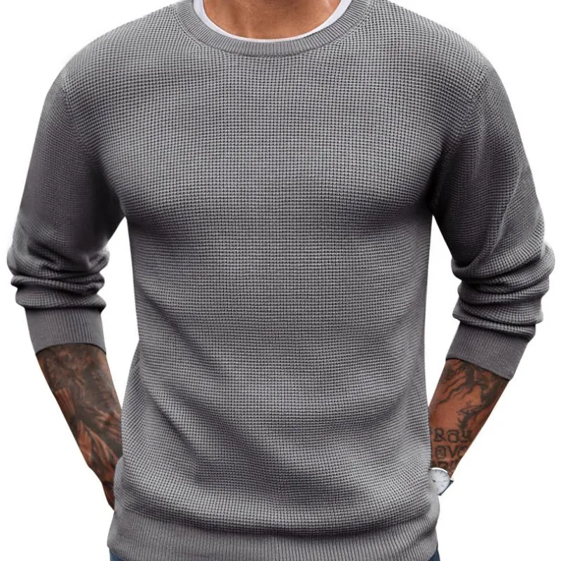 Men's Casual Waffle Round Neck Slim Fit Long Sleeve T-Shirt 53002876M sold by Manly product image thumbnail 2