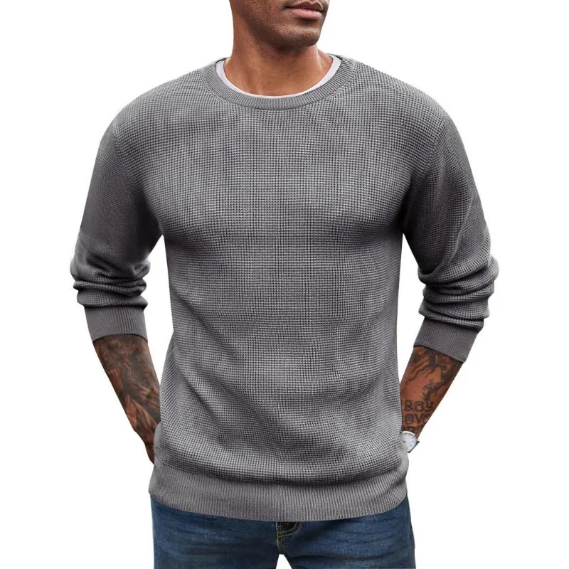 Men's Casual Waffle Round Neck Slim Fit Long Sleeve T-Shirt 53002876M sold by Manly