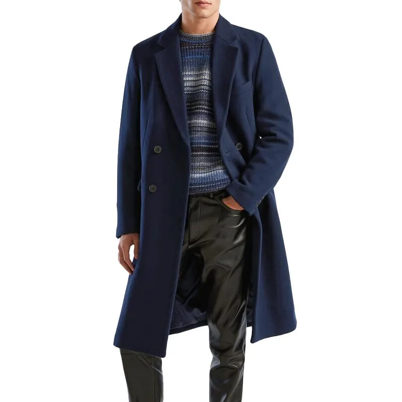 Men's Solid Notch Lapel Double Breasted Mid-length Coat 29661499Z sold by Manly