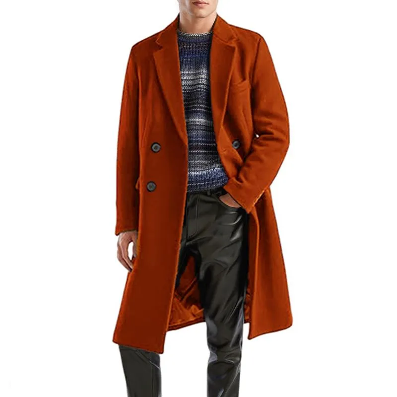 Men's Solid Notch Lapel Double Breasted Mid-length Coat 29661499Z sold by Manly product image thumbnail 3