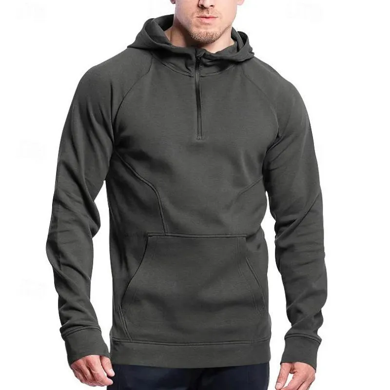 Men's Casual Half-zip Patchwork Fleece Loose Long-sleeved Hoodie 78120145M sold by Manly