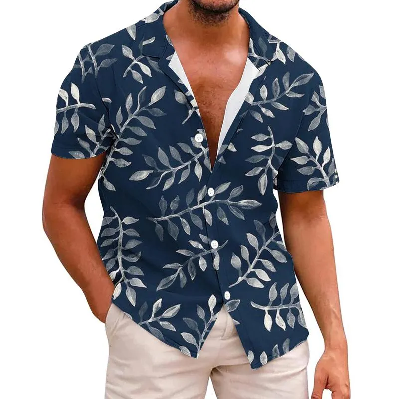 Men's Hawaiian Leaf Print Short Sleeve Lapel Shirt 27544690X sold by Manly product image thumbnail 4