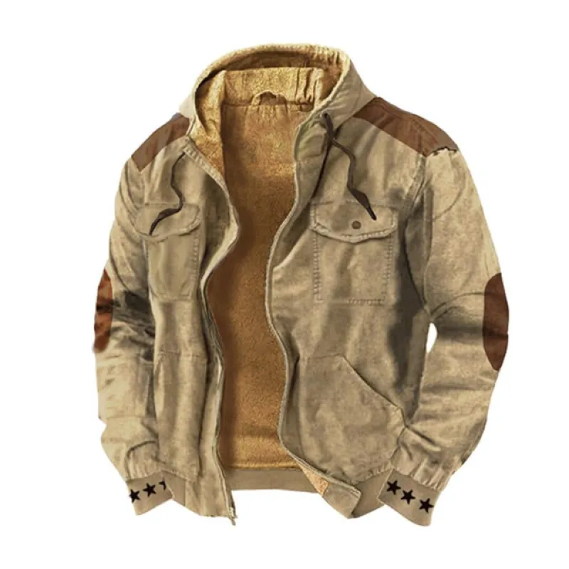 Men's Casual Colorblock Printed Multi-Pocket Hooded Jacket 11787657Y sold by Manly