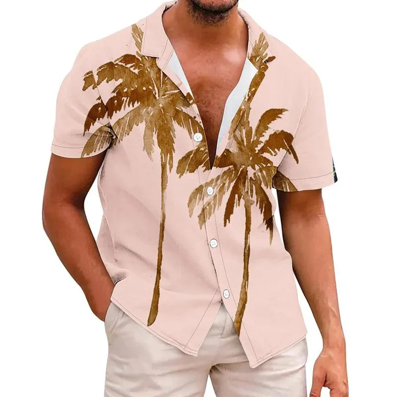 Men's Hawaiian Leaf Print Short Sleeve Lapel Shirt 27544690X sold by Manly