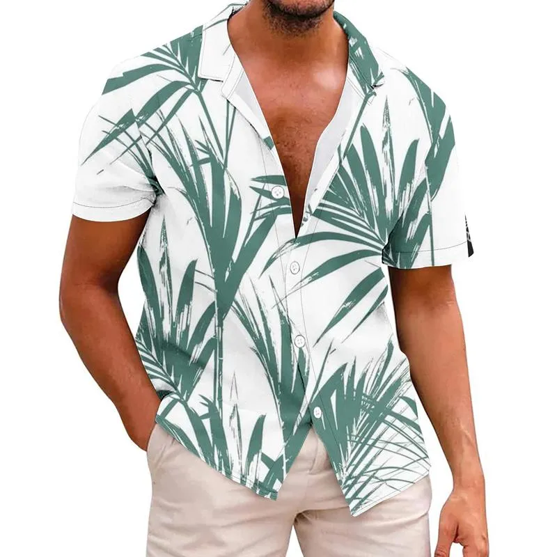 Men's Hawaiian Leaf Print Short Sleeve Lapel Shirt 27544690X sold by Manly product image thumbnail 3