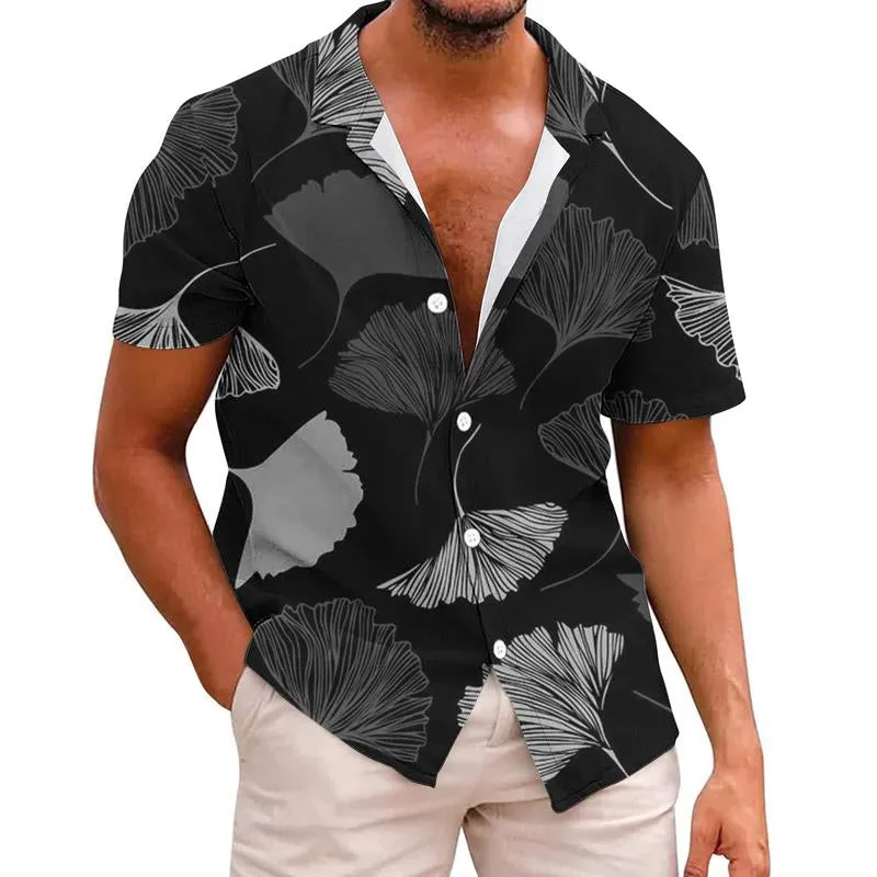 Men's Hawaiian Leaf Print Short Sleeve Lapel Shirt 27544690X sold by Manly product image thumbnail 2