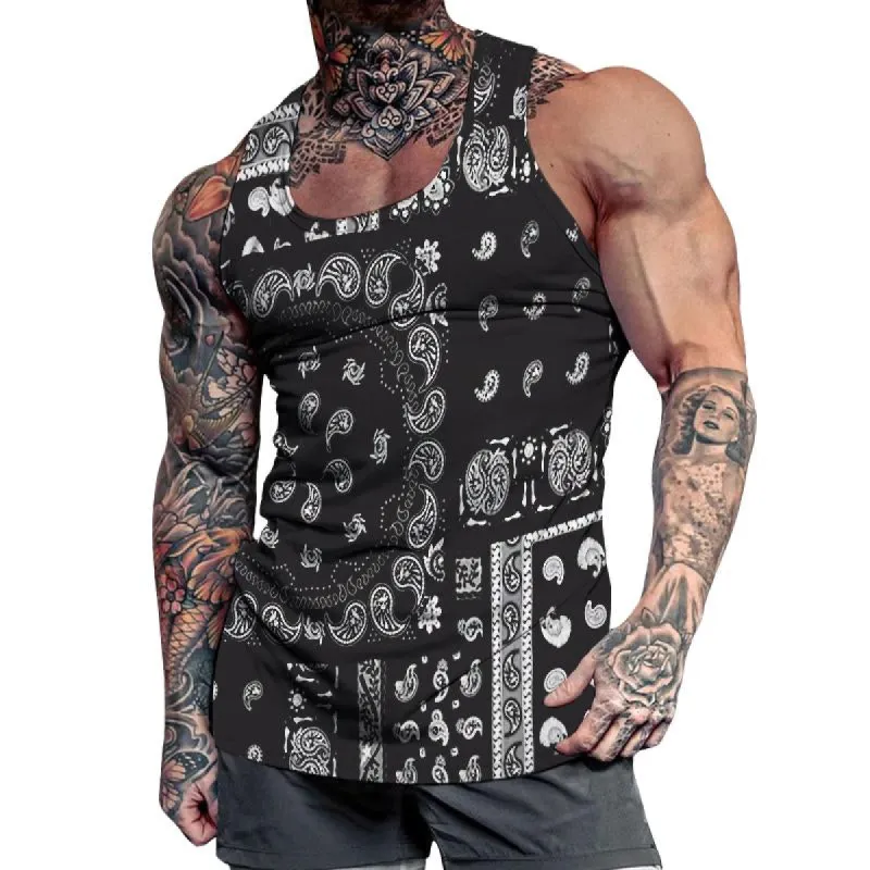 Men's Retro Casual Cashew Flower Perris Tank Top 73902218TO sold by Manly