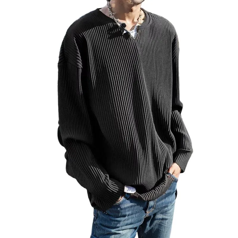 Men's Solid Striped V Neck Long Sleeve T-shirt 54850836Z sold by Manly