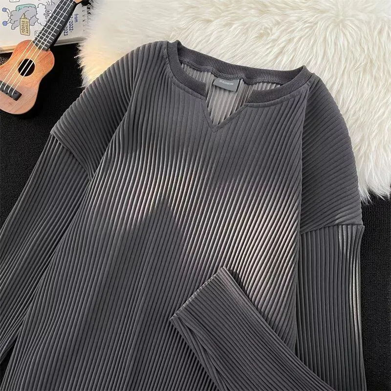 Men's Solid Striped V Neck Long Sleeve T-shirt 54850836Z sold by Manly product image thumbnail 4