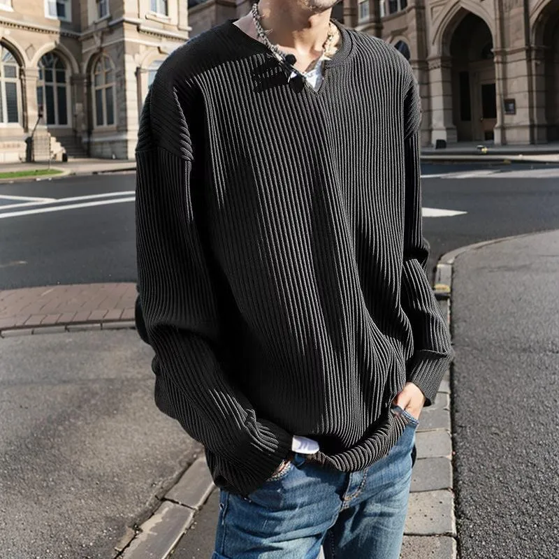 Men's Solid Striped V Neck Long Sleeve T-shirt 54850836Z sold by Manly product image thumbnail 2