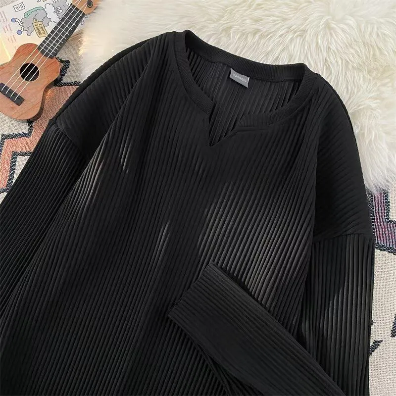 Men's Solid Striped V Neck Long Sleeve T-shirt 54850836Z sold by Manly product image thumbnail 5