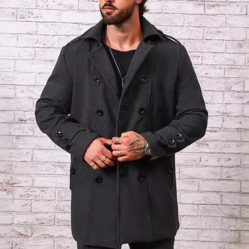 Men's Stylish Solid Color Lapel Mid-length Coat 96968251X sold by Manly product image thumbnail 3