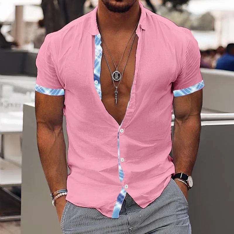 Men's Colorblock Lapel Short Sleeve Casual Shirt 60506980Z sold by Manly product image thumbnail 5
