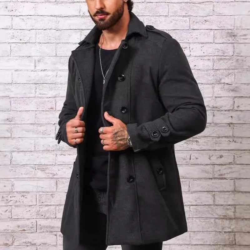 Men's Stylish Solid Color Lapel Mid-length Coat 96968251X sold by Manly product image thumbnail 2