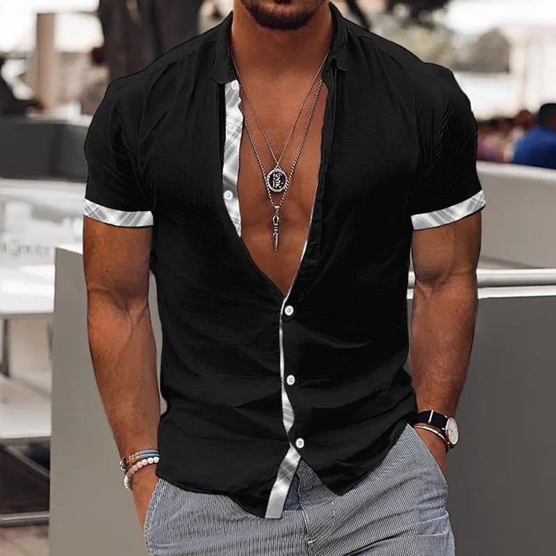 Men's Colorblock Lapel Short Sleeve Casual Shirt 60506980Z sold by Manly product image thumbnail 4