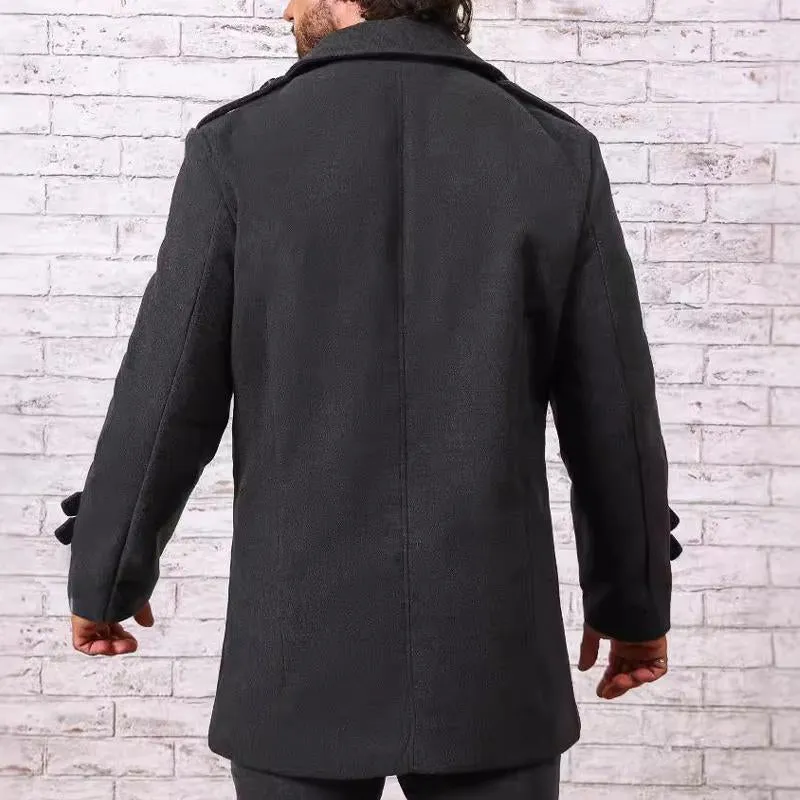 Men's Stylish Solid Color Lapel Mid-length Coat 96968251X sold by Manly product image thumbnail 5