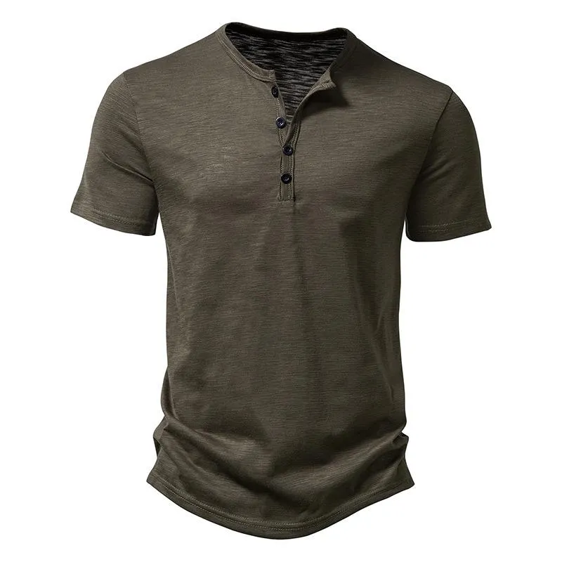 Men's Slub Cotton Henley Collar Short Sleeve T-shirt 84671002Z sold by Manly product image thumbnail 4