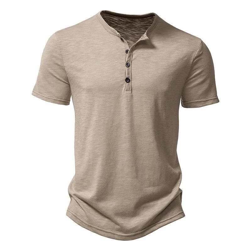 Men's Slub Cotton Henley Collar Short Sleeve T-shirt 84671002Z sold by Manly product image thumbnail 3