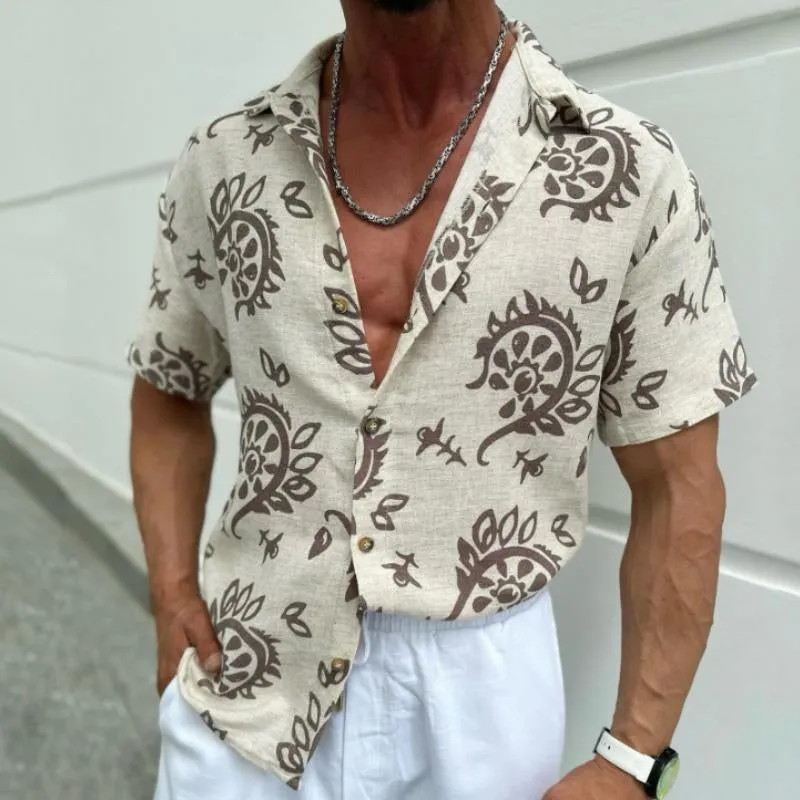 Men's Casual Linen Perris Print Short Sleeve Shirt 64880169TO sold by Manly product image thumbnail 2