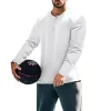 Men's Solid Henley Collar Long Sleeve Sports Casual T-shirt 44858744Z sold by Manly
