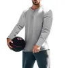 Men's Solid Henley Collar Long Sleeve Sports Casual T-shirt 44858744Z sold by Manly