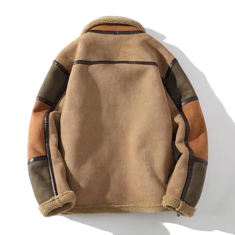 Men's Casual Color Block Lapel Warm Shearling Jacket 31363803Y sold by Manly product image thumbnail 2