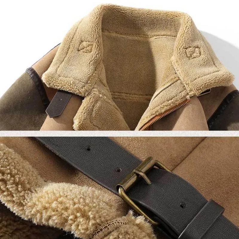 Men's Casual Color Block Lapel Warm Shearling Jacket 31363803Y sold by Manly product image thumbnail 4