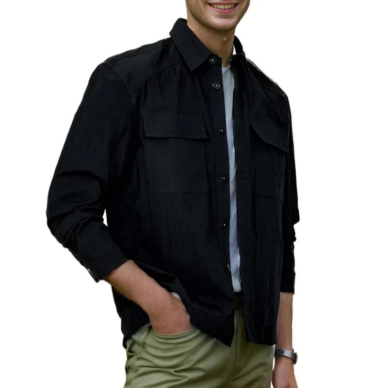 Men's Vintage Solid Color Long Sleeve Cargo Shirt Jacket 50462603Y sold by Manly