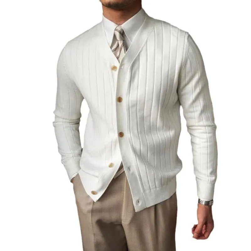 Men's Solid Color V Neck Single Breasted Knit Cardigan 96112782Z sold by Manly