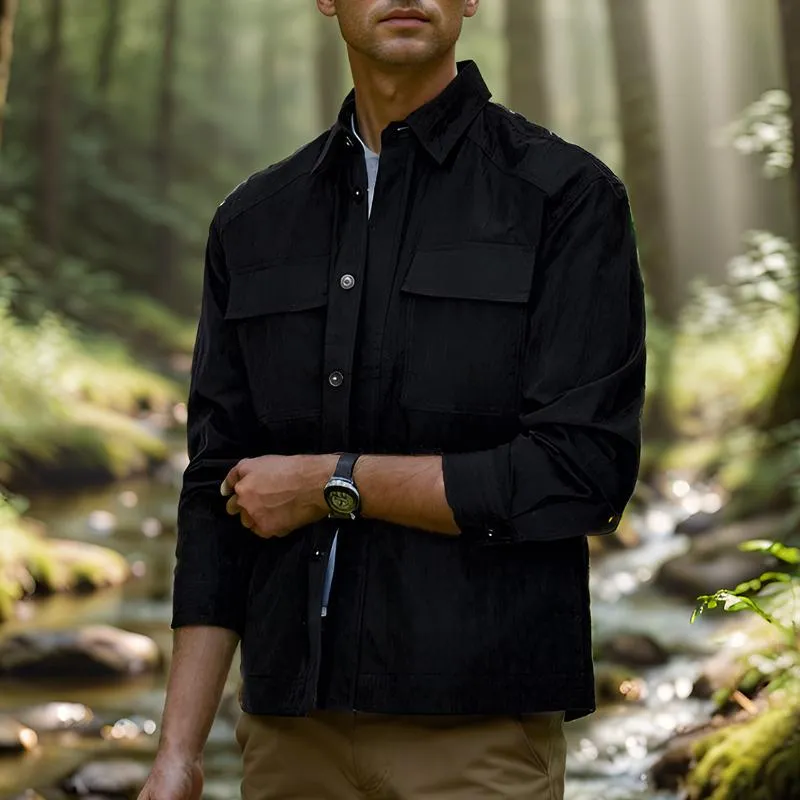 Men's Vintage Solid Color Long Sleeve Cargo Shirt Jacket 50462603Y sold by Manly product image thumbnail 2