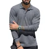 Men's Casual Lapel Solid Color Long Sleeve Polo Shirt 69584762M sold by Manly