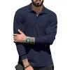 Men's Casual Lapel Solid Color Long Sleeve Polo Shirt 69584762M sold by Manly