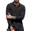 Men's Casual Lapel Solid Color Long Sleeve Polo Shirt 69584762M sold by Manly
