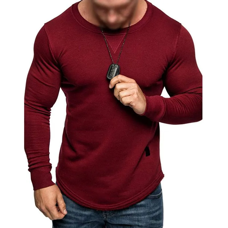 Men's Casual Solid Color Round Neck Long Sleeve T-Shirt 38971390M sold by Manly product image thumbnail 3