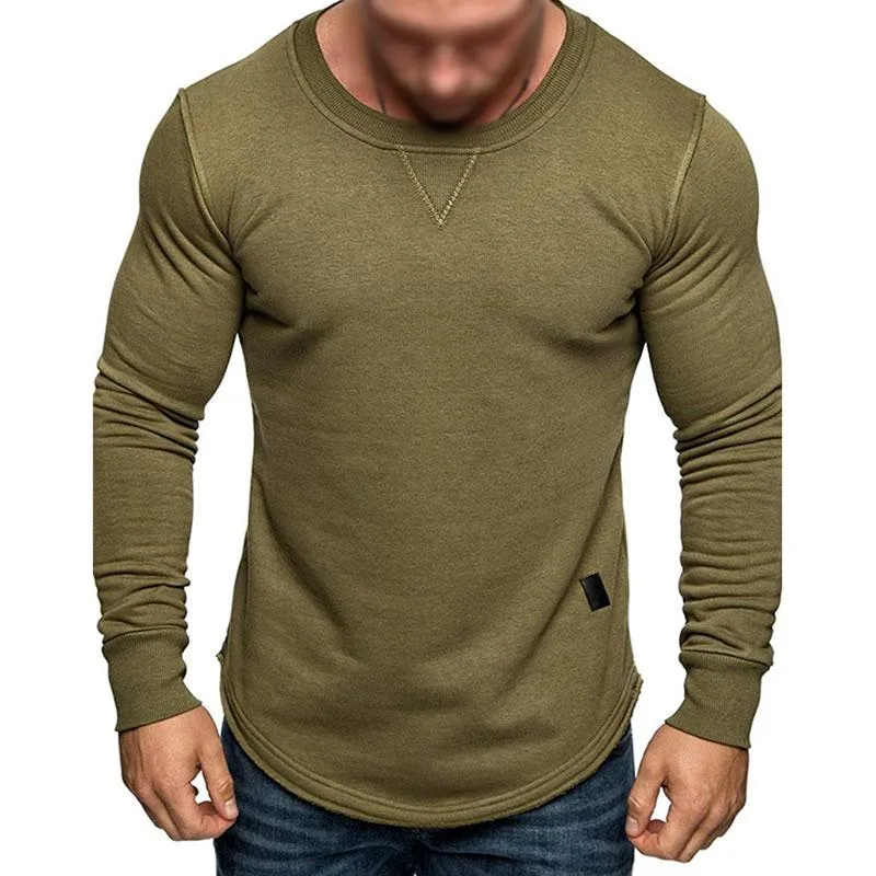 Men's Casual Solid Color Round Neck Long Sleeve T-Shirt 38971390M sold by Manly