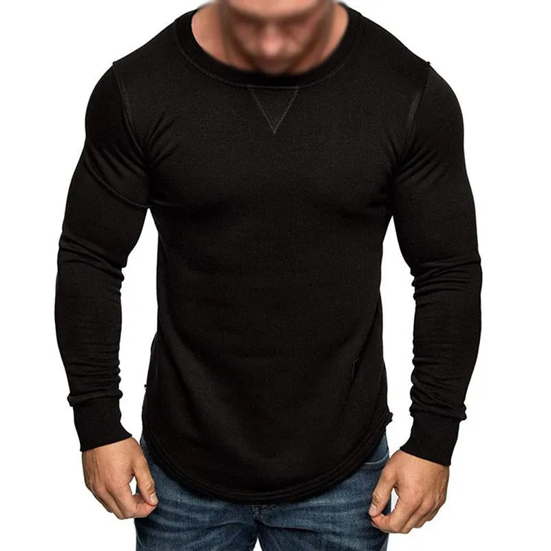 Men's Casual Solid Color Round Neck Long Sleeve T-Shirt 38971390M sold by Manly product image thumbnail 4