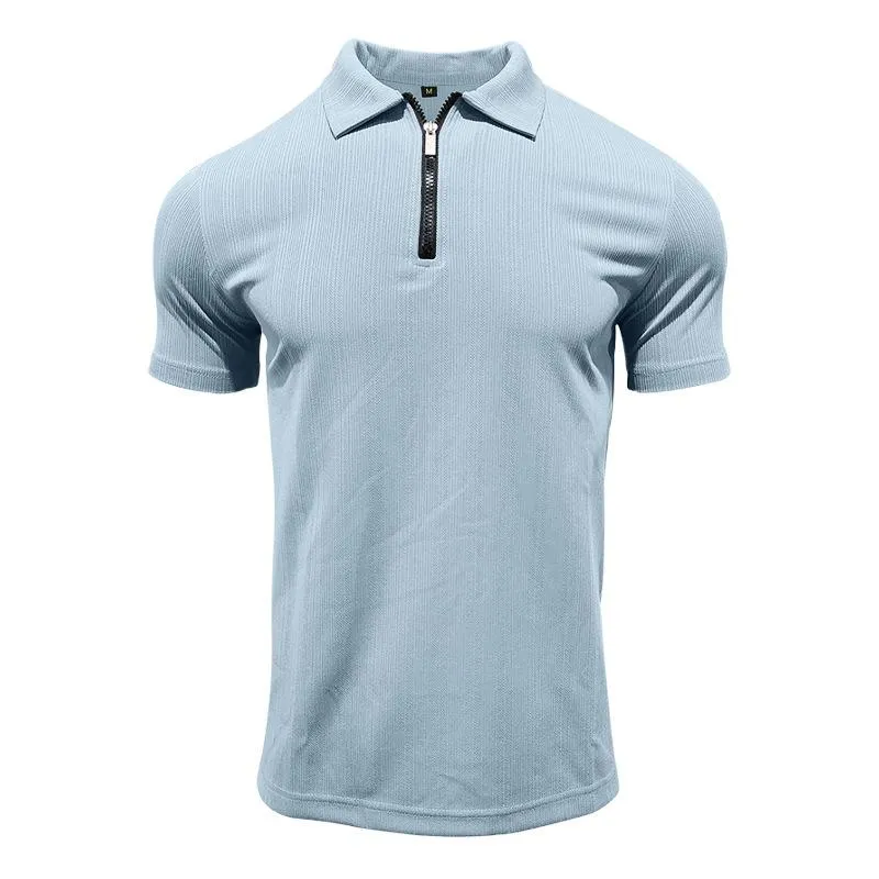 Men's Solid Striped Lapel Short Sleeve Polo Shirt 77349882Z sold by Manly product image thumbnail 5