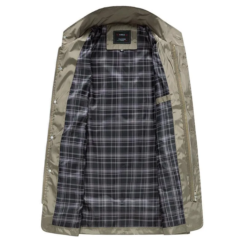 Men's Casual Stand Collar Solid Color Button Trench Coat 38854212X sold by Manly product image thumbnail 4