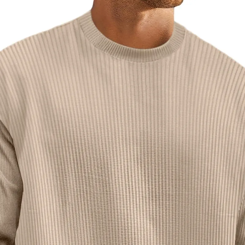 Men's Casual Cotton Blended Striped Round Neck Loose Long Sleeve T-Shirt 29906153M sold by Manly product image thumbnail 2