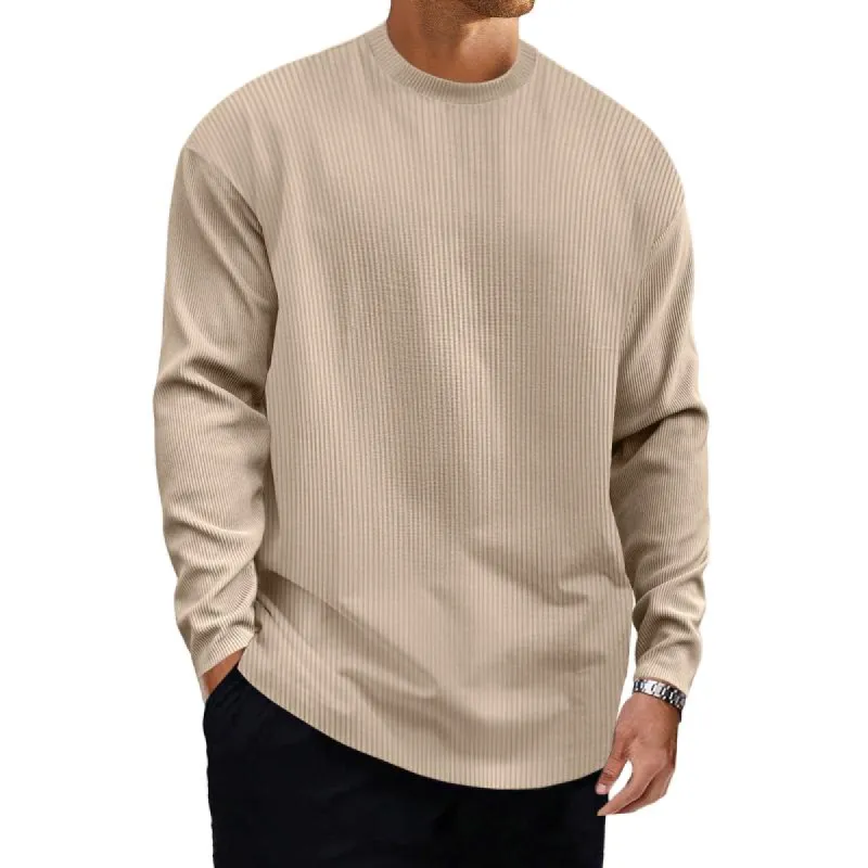Men's Casual Cotton Blended Striped Round Neck Loose Long Sleeve T-Shirt 29906153M sold by Manly