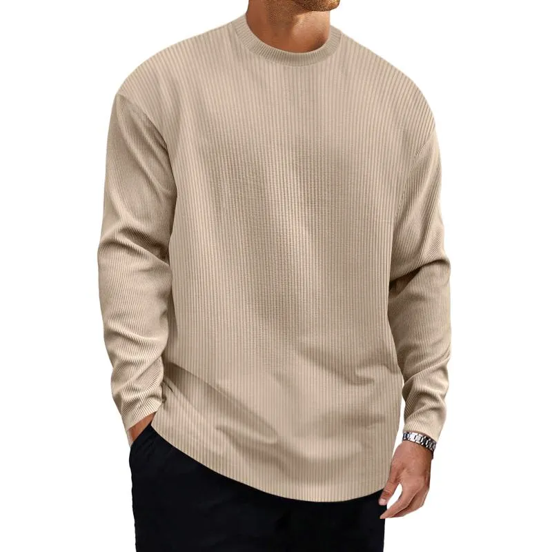 Men's Casual Cotton Blended Striped Round Neck Loose Long Sleeve T-Shirt 29906153M sold by Manly