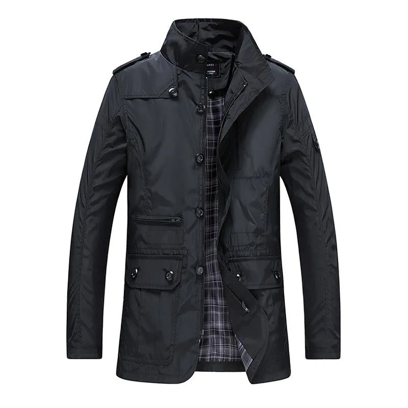 Men's Casual Stand Collar Solid Color Button Trench Coat 38854212X sold by Manly product image thumbnail 2