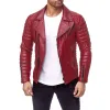 Men's Vintage Distressed Panel Zipper Lapel Long Sleeve Leather Jacket 68752078M sold by Manly