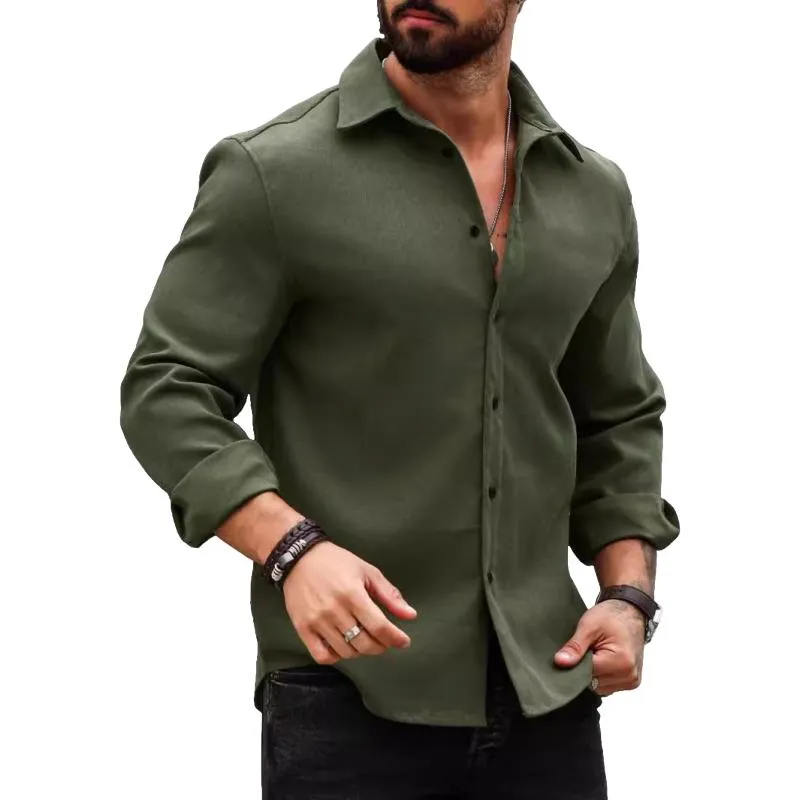 Men's Casual Cotton Blend Lapel Slim Fit Long Sleeve Shirt 99859497M sold by Manly product image thumbnail 3