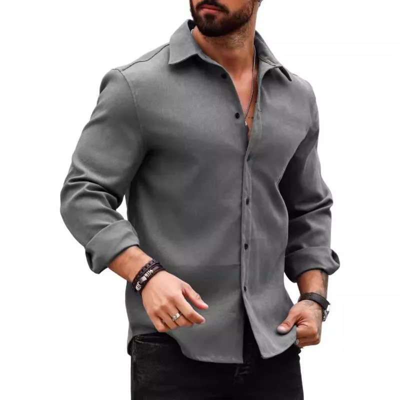 Men's Casual Cotton Blend Lapel Slim Fit Long Sleeve Shirt 99859497M sold by Manly