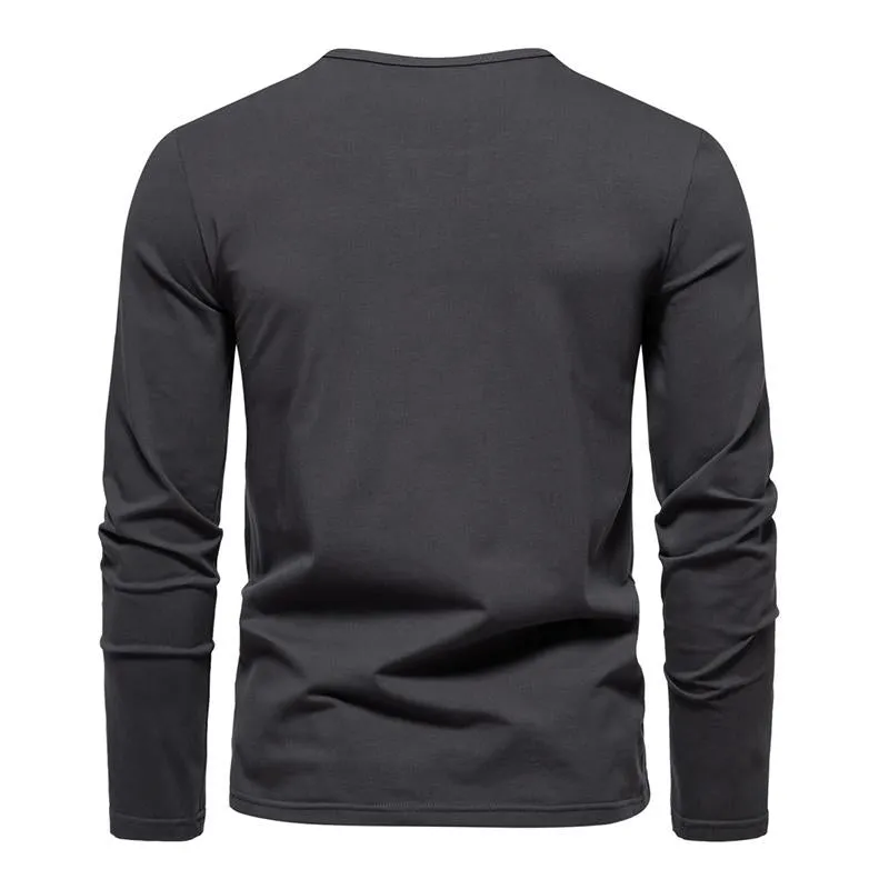 Men's Casual Solid Color V-Neck Loose Long-Sleeved T-Shirt 74143163M sold by Manly product image thumbnail 5