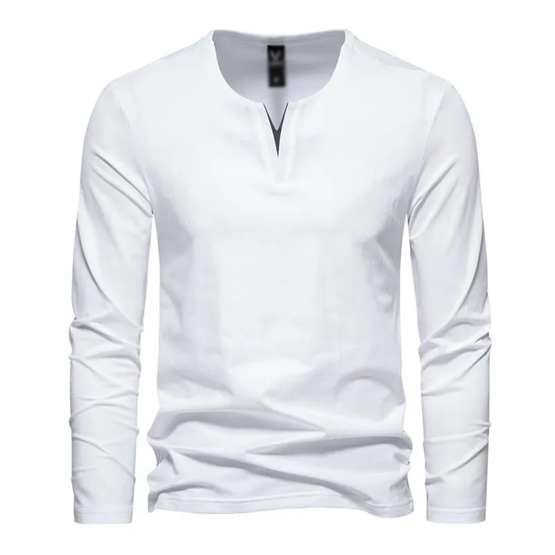 Men's Casual Solid Color V-Neck Loose Long-Sleeved T-Shirt 74143163M sold by Manly product image thumbnail 2