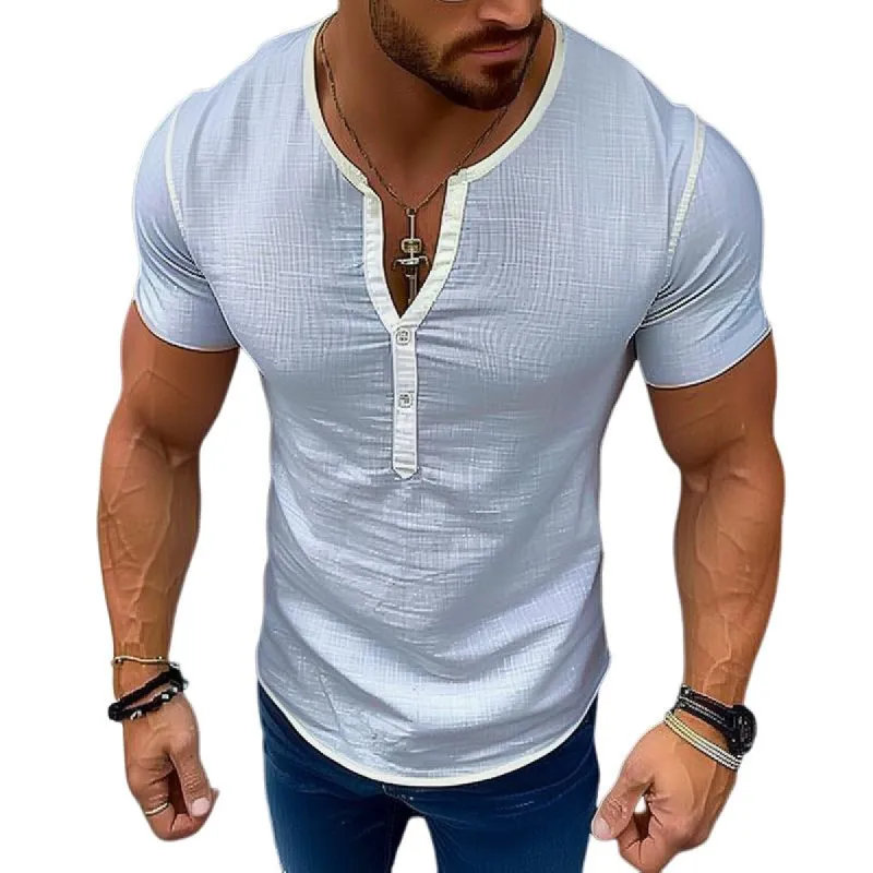 Men's Casual Retro Colorblock Short-sleeved T-shirt 57227882TO sold by Manly