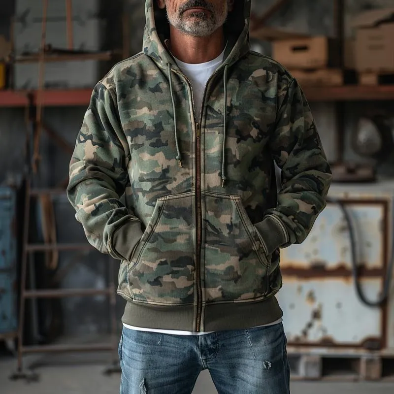 Men's Camouflage Print Hooded Sweatshirt Jacket 73821512Y sold by Manly product image thumbnail 3